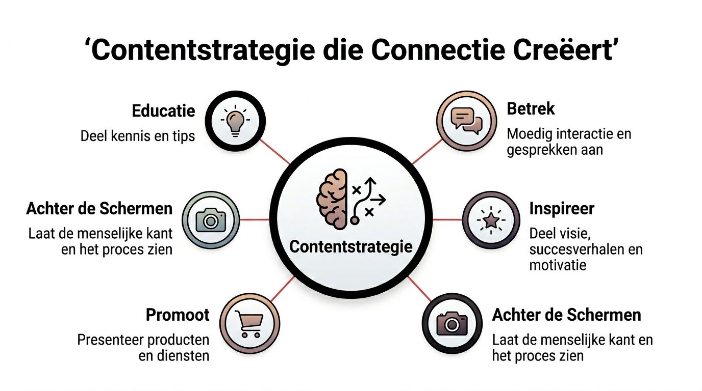 Een overzicht van een effectieve contentstrategie voor betere connectie met volgers op sociale mediakanalen.