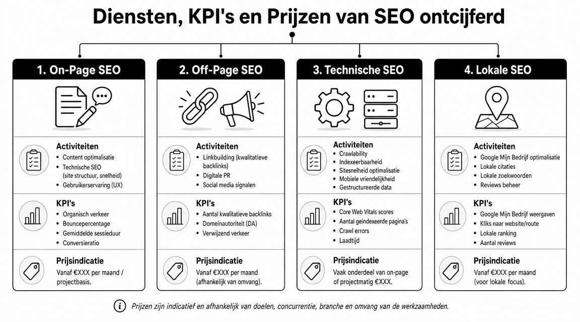 Diensten KPIs en prijzen van SEO ontcijferd