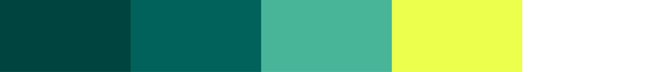 Color palette showing five shades used in the Brixion brand identity: dark teal, teal, mint green, yellow and white